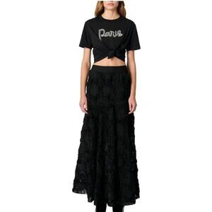 Everleigh High Waisted Tiered Layered Maxi Skirt Black Womens Size 6 NWT